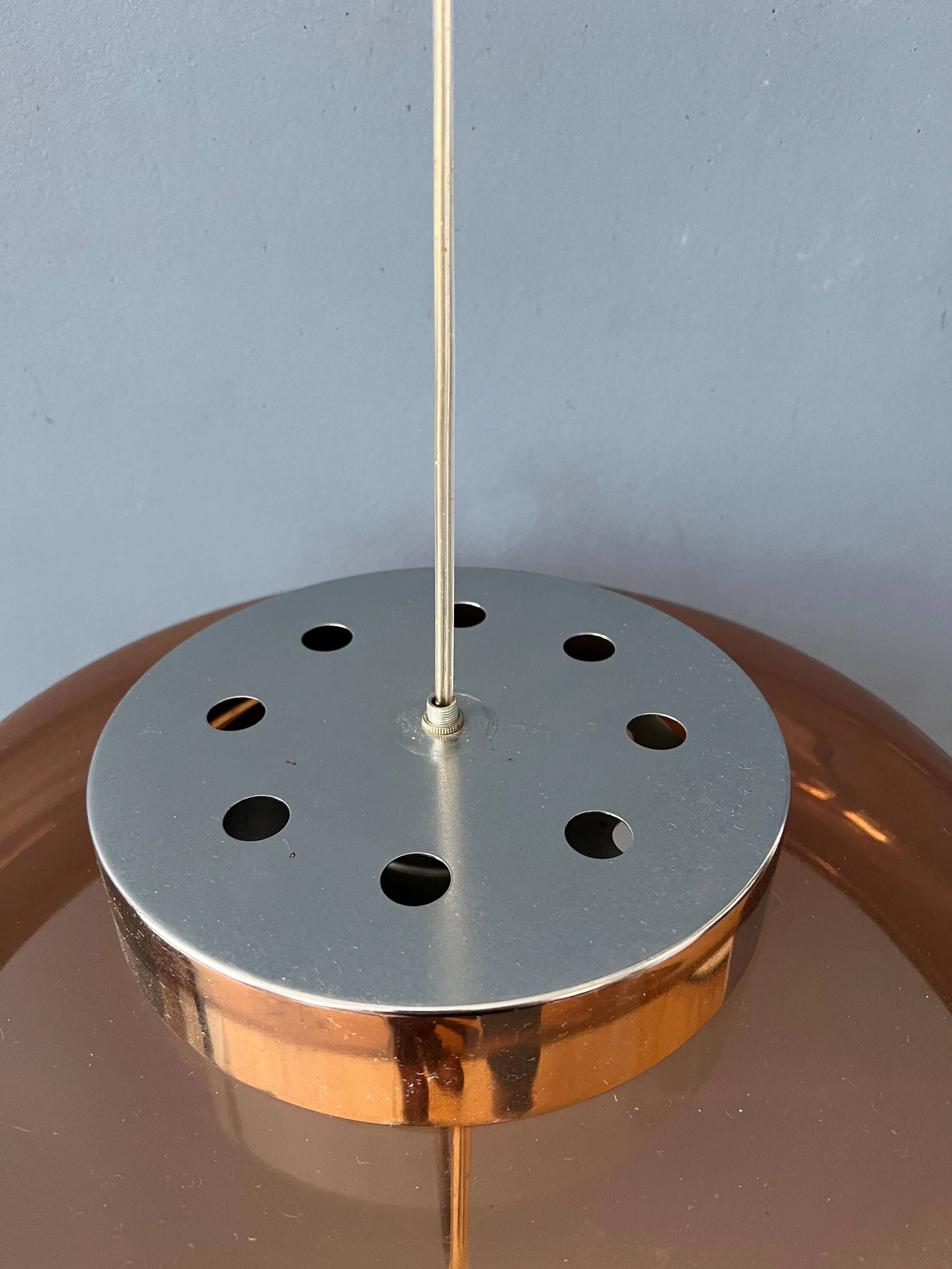 Suspension Space Age UFO en plexiglas orange/marron
