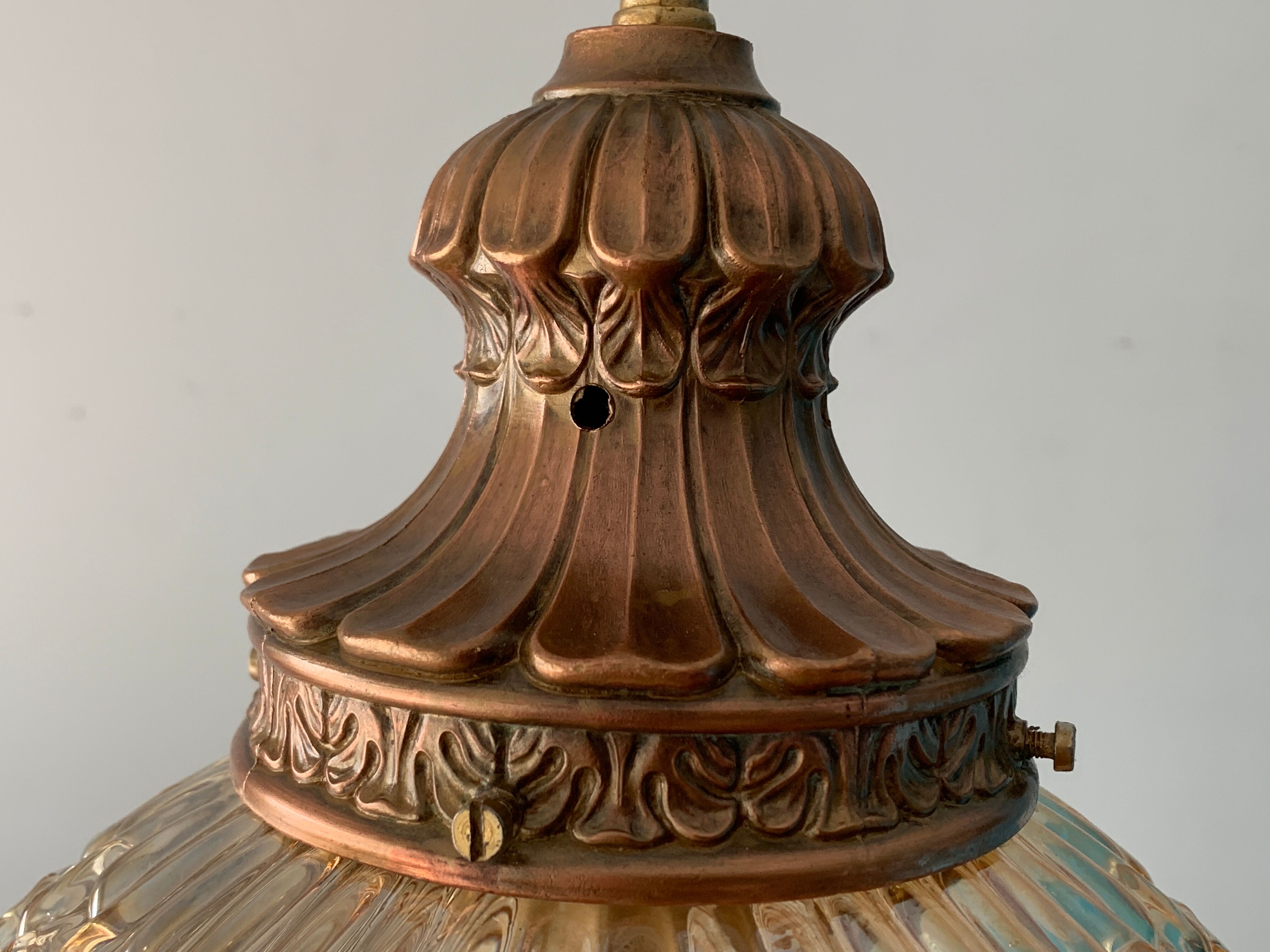Lantern suspension in glass and brass