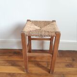 Wooden and straw stool