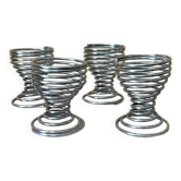 Set of 4 vintage spiral egg cups – stainless steel – post-modern style