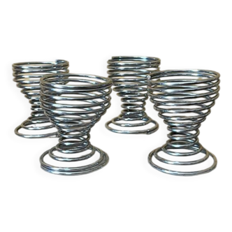 Lot de 4 coquetiers vintage spirale – inox – style post-moderne