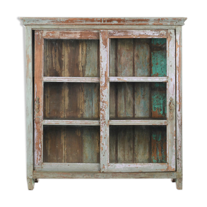 vitrine en bois patiné