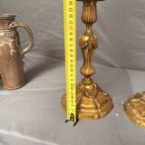 Antique Pair of Gilded Candle Holders Rocaille Rococo Louis XV Torchères