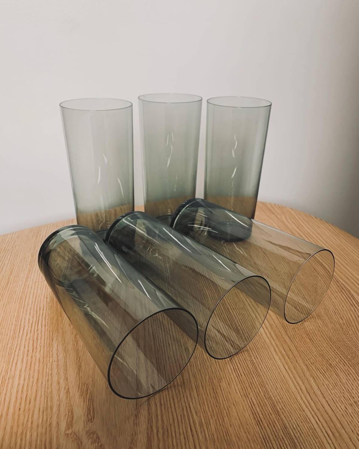 Set of 6 smoked water glasses