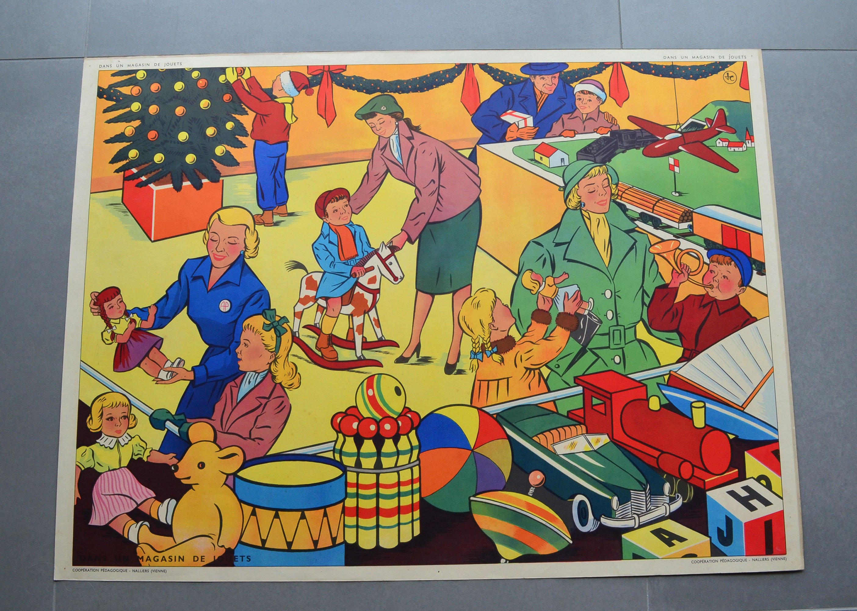 Rossignol educational school poster front and back "the fire" and "the toy store"