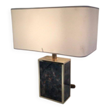 Lamp in gilded metal and stylized glass. In the style of Aldo Tura