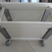 Table basse space age double plateaux en acier laqué blanc, France
