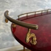 Cherry-red bar cart by Aldo Tura, Italy, 1960s, Hollywood Regency