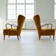 Modern Scandinavian Art Deco lounge chairs in velvet from the 1940s.