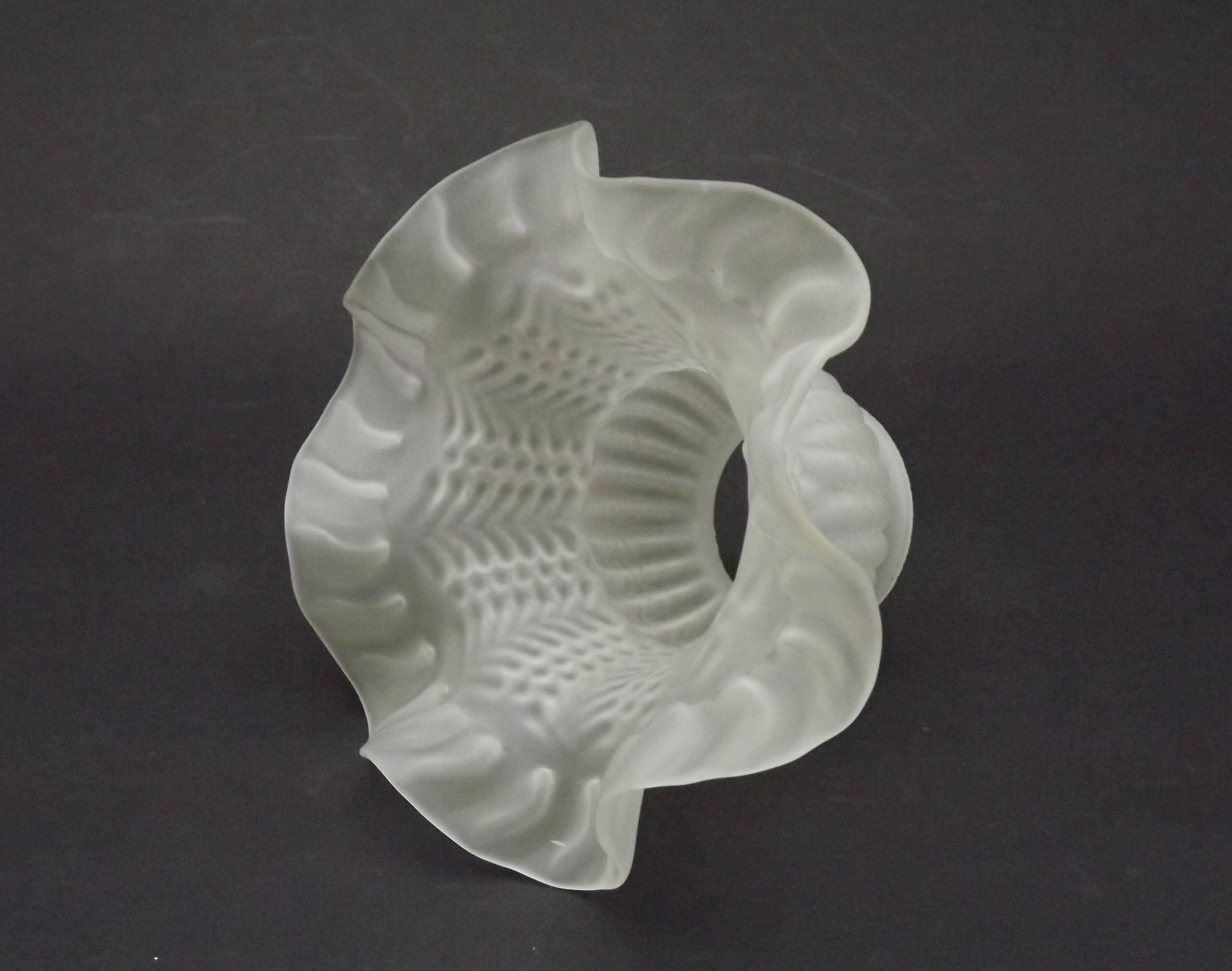 French vintage white opaque glass replacement shade with frilled edge.