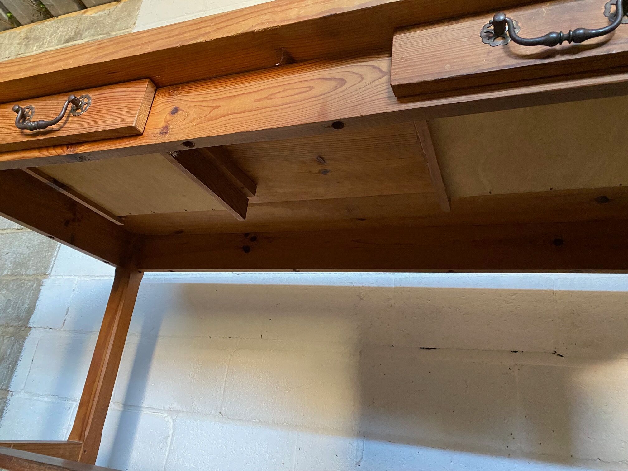 Solid pine dining farmhouse table with 2 drawers 1950 160x69x74cm
