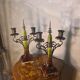 pair of antique Austrian bronze candlesticks, Art Nouveau style,