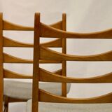 Set of 4 Scandinavian chairs year 50-60 restored anti-stain fabric gray cloud.