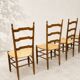 Set of 4 rustic straw chairs in solid wood – France, 1950s-19