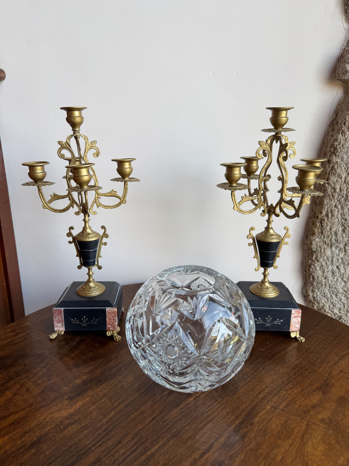 Cut crystal round vase – circa 1950
