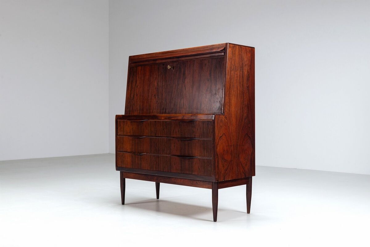 Bureau secrétaire Erling Torvits en palissandre Klim Mobelfabrik Danemark 1960