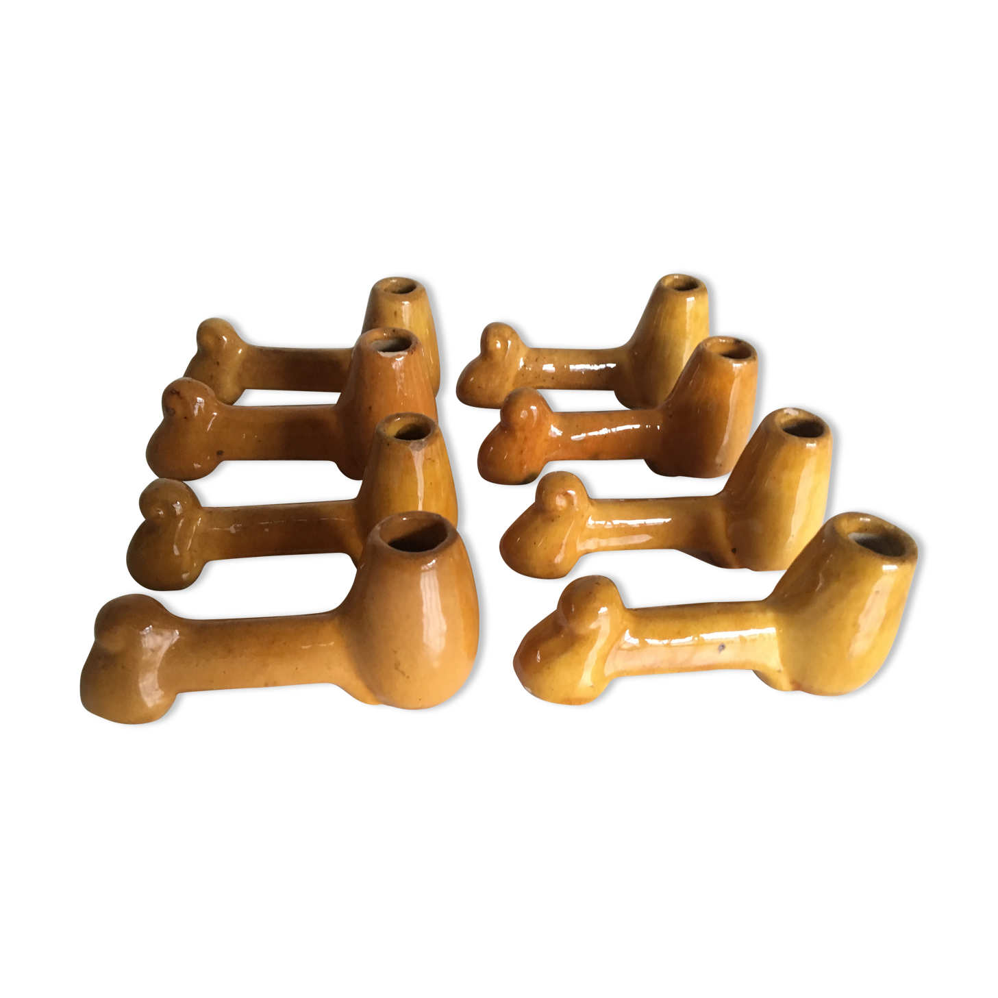 Series of 8 glazed earth knives from Vallauris Biot 60s