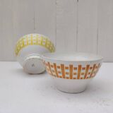 Pair of bowls, Digoin earthenware, geometric design