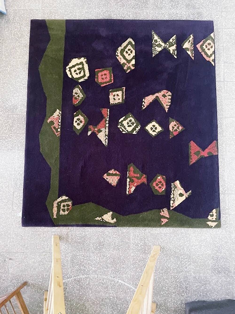 Hand-tufted artistic rug Vezeley by Tisca France 1990s