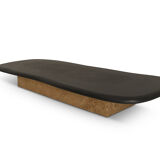 Basalt and travertine coffee table