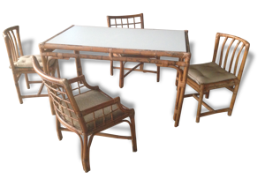 Salon de jardin en rotin années