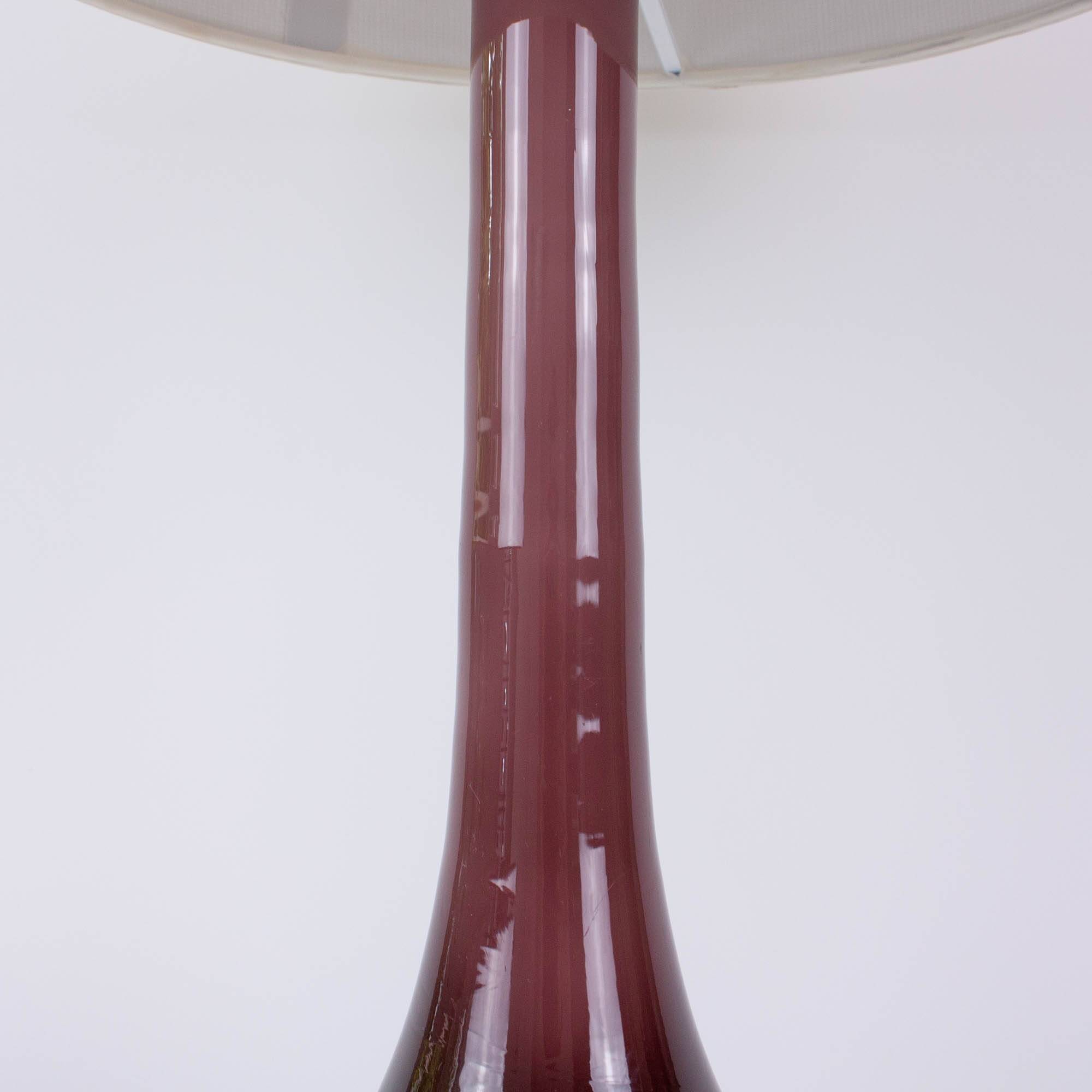 1960s Portuguese Amethyst Opaline Glass Table Lamp