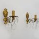 Pair of wall sconces in bronze and glass pendants from the 1970s.