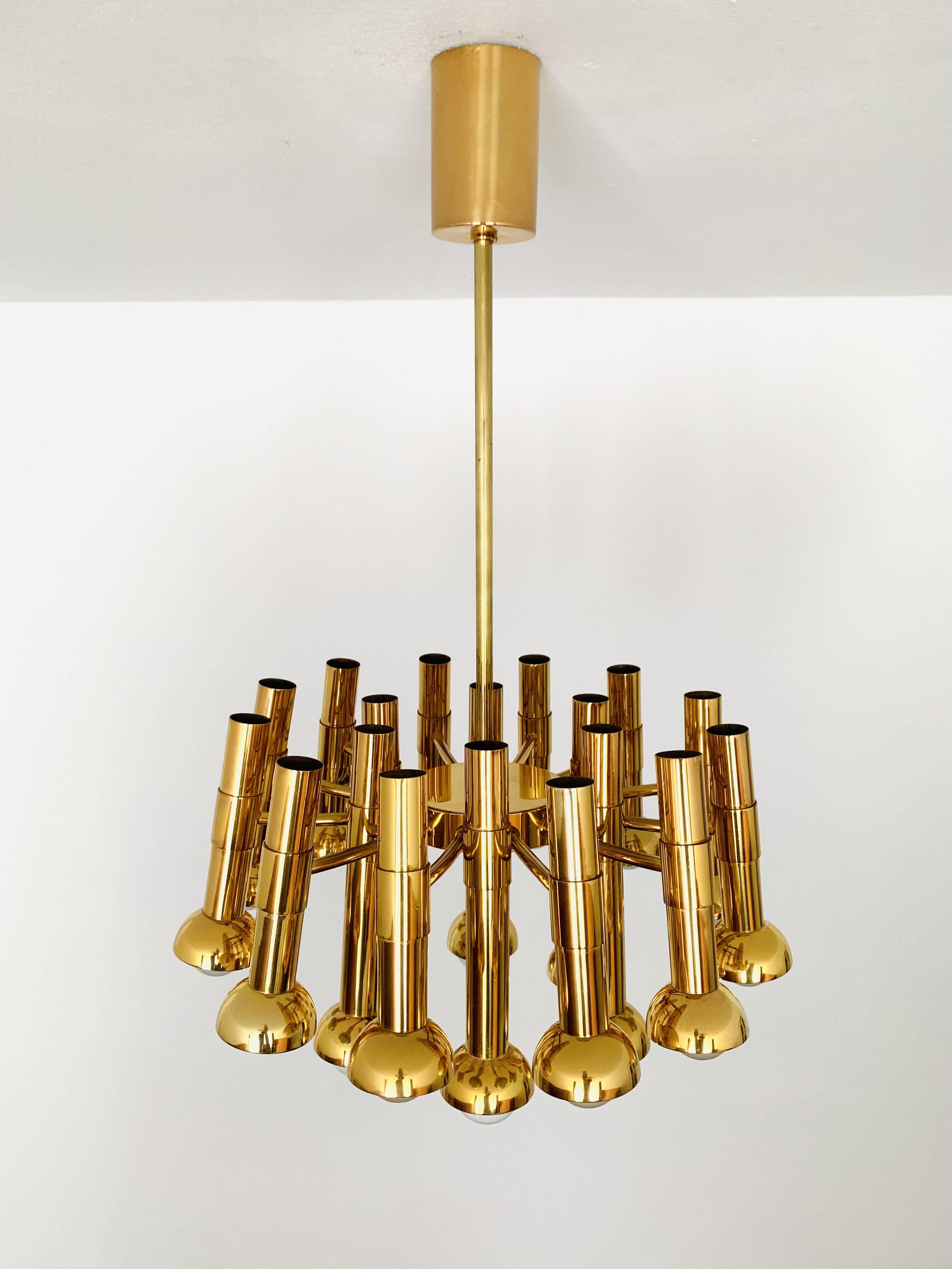 Brass Chandelier by Gaetano Sciolari