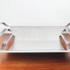 Minimalist postmodern metal fruit bowl, 1980s