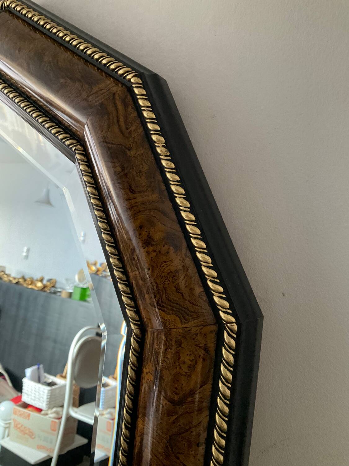 Large vintage Italian wooden mirror