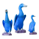 Set of three mid-century turquoise ducks, Chinese porcelain, 1950s