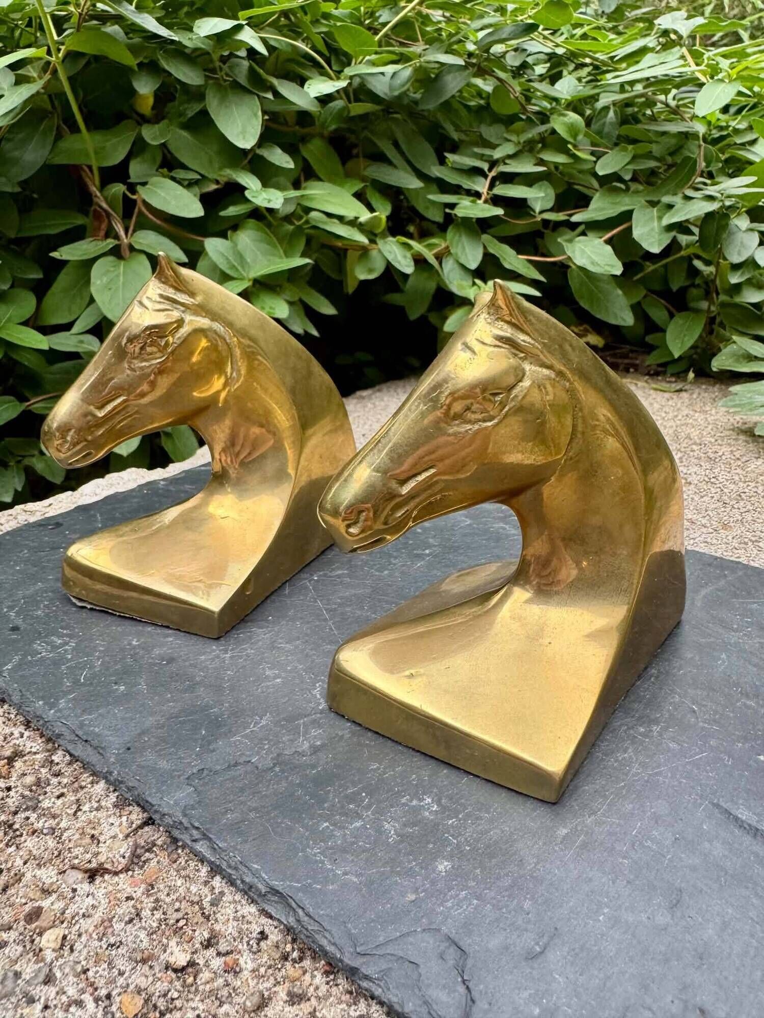 Pair of brass bookends horse Art Deco
