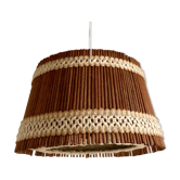 Suspension laine et rotin vintage