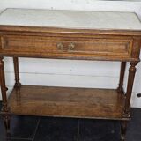 Oak bathroom cabinet with 1 drawer and marble top