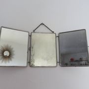 Miroir de barbier triptyque à chainette avec fermoir années 30 40