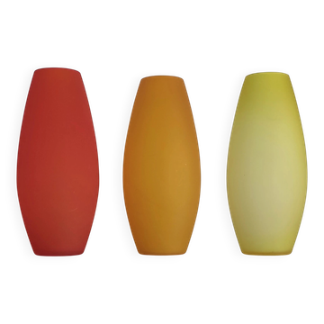 Vintage trio of frosted glass vases