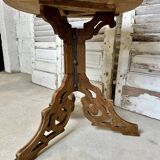 Raw wood pedestal table