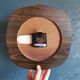 Vintage formica clock square silent wall pendulum "Bayard white wood"