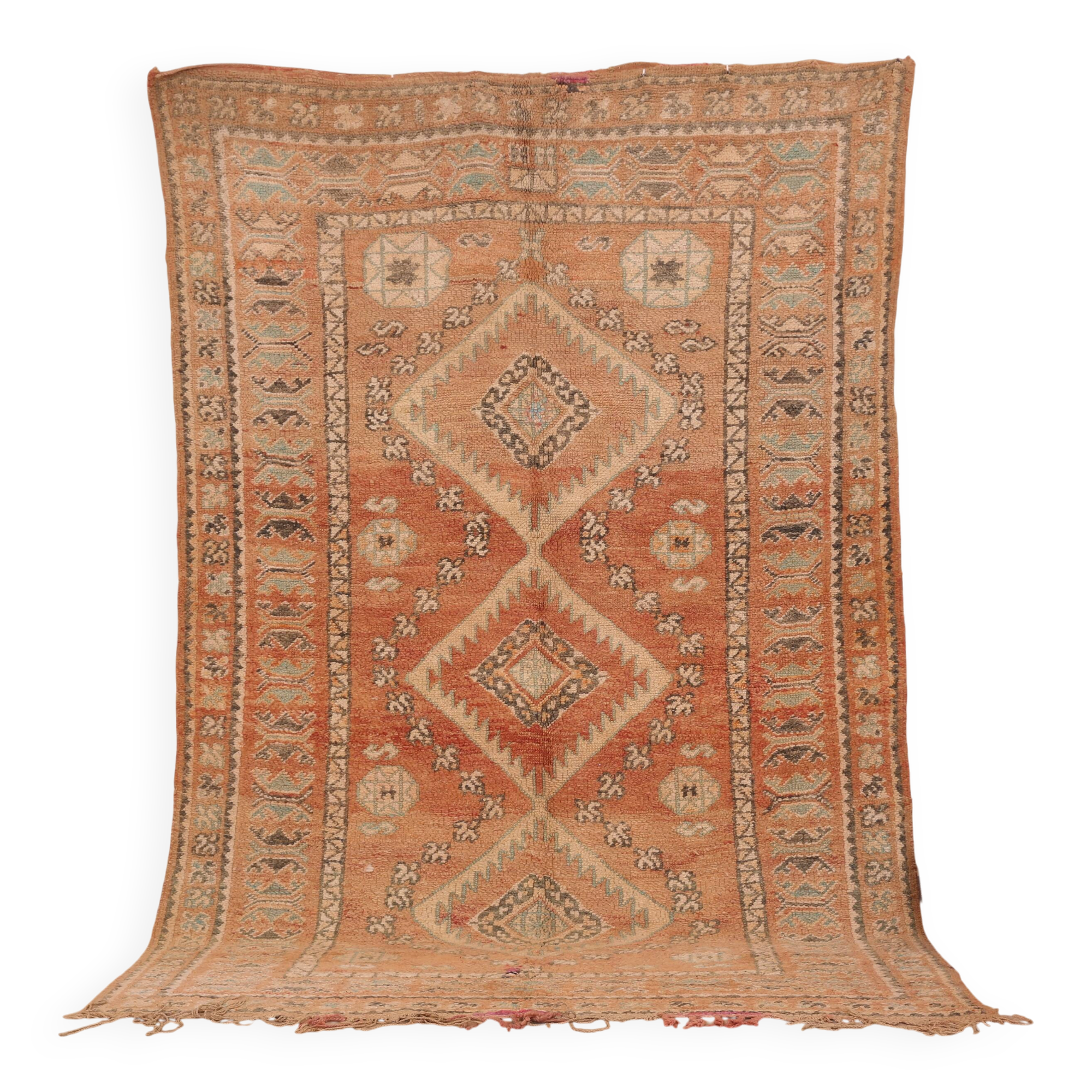 Peach Vintage Moroccan Rug 173 x 277 cm, Berber Wool Rug, Handmade Rug Boho