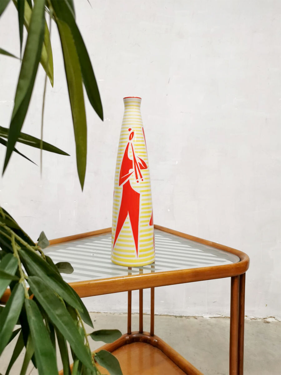 Vintage abstract ceramic vase 'Jazz Orchestra' János Török Zsolnay