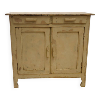 Antique patinated furniture – low wooden sideboard, authentic charm