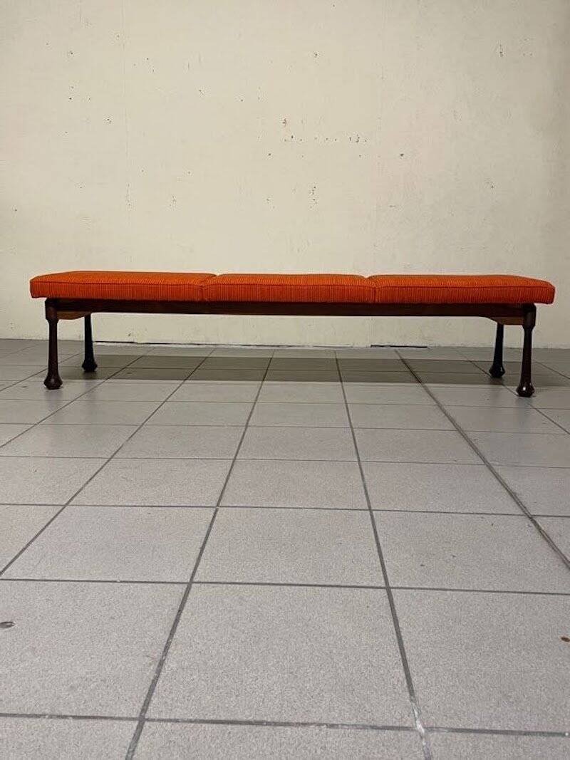 Colourful wooden bench with fabric, 1960s