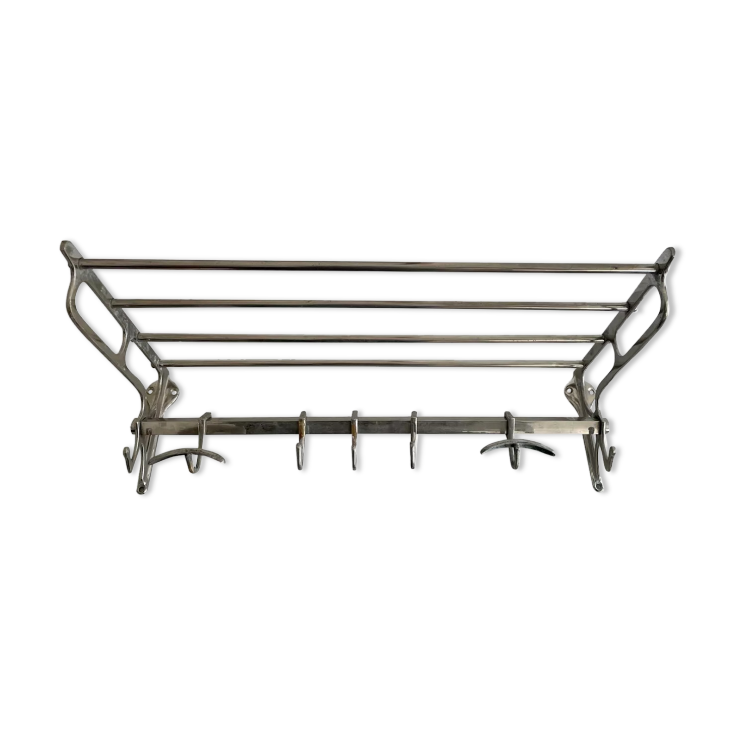 Vintage coat rack, chromed metal, art deco cloakroom