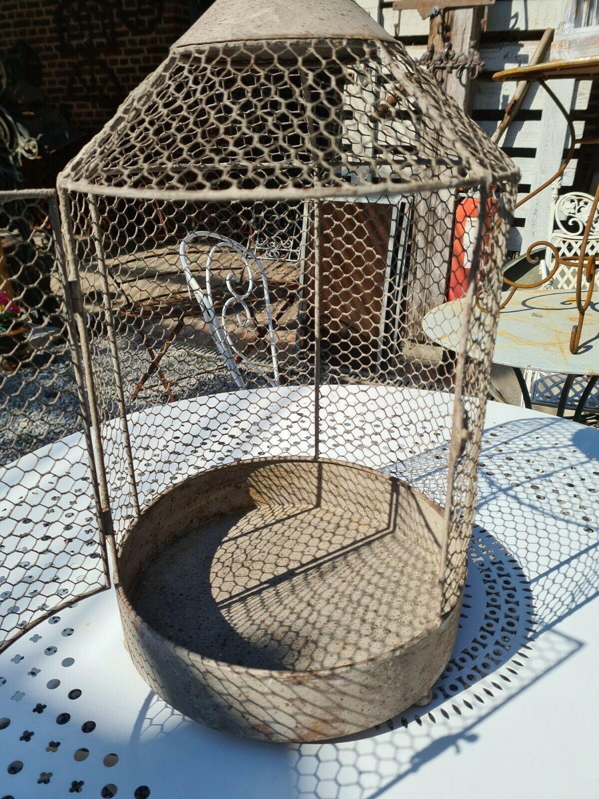 iron bird cage with a crown