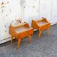 2 tables de chevet en bois et verre, Italie, années 1950