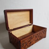 Old wooden box carved in Dodin around 1950 decorated with Phoenix