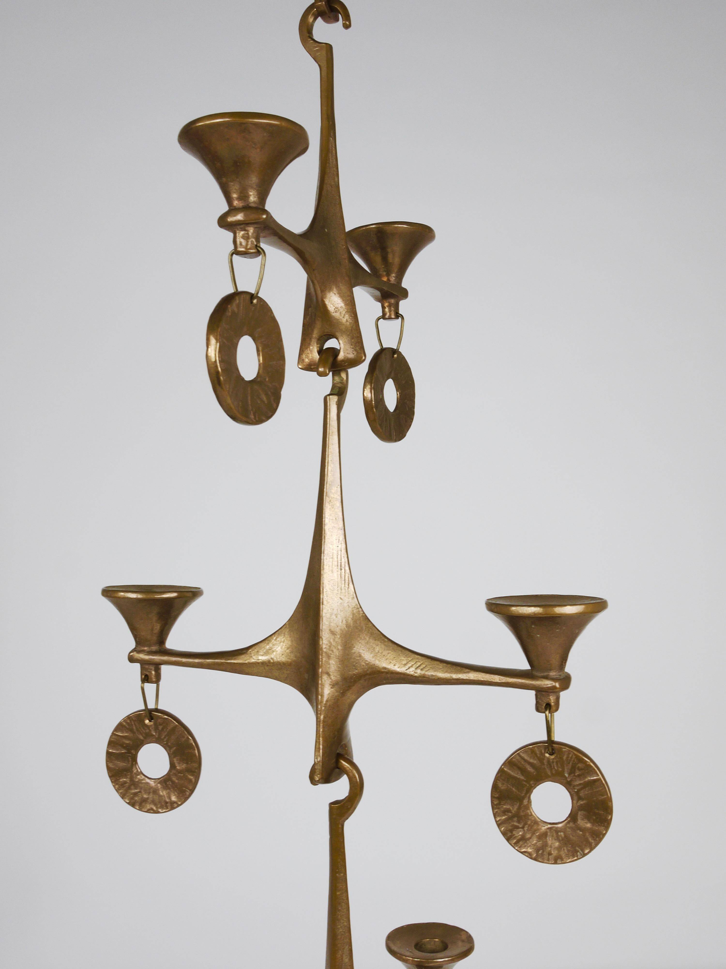 Grand Chandelier Suspended Candelabrum Brutalist Michael Harjes, 1970s