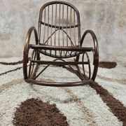 Rocking-chair en bambou rotin 1970 vintage