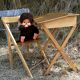 Bureau enfant en bois avec sa chaise pliante