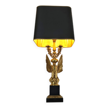 Lampe de table en laiton en forme d'aigle de style Empire par Lusterie Deknudt, années 1970.